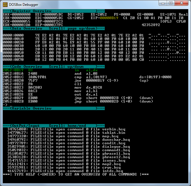 dosbox debugger log port